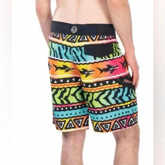 Maui and Sons Shark Multi Coloured Graphic Board Shorts Size  Large - Picture 2 of 11